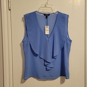 NWT Express powder blue sheer sleeveless blouse size small